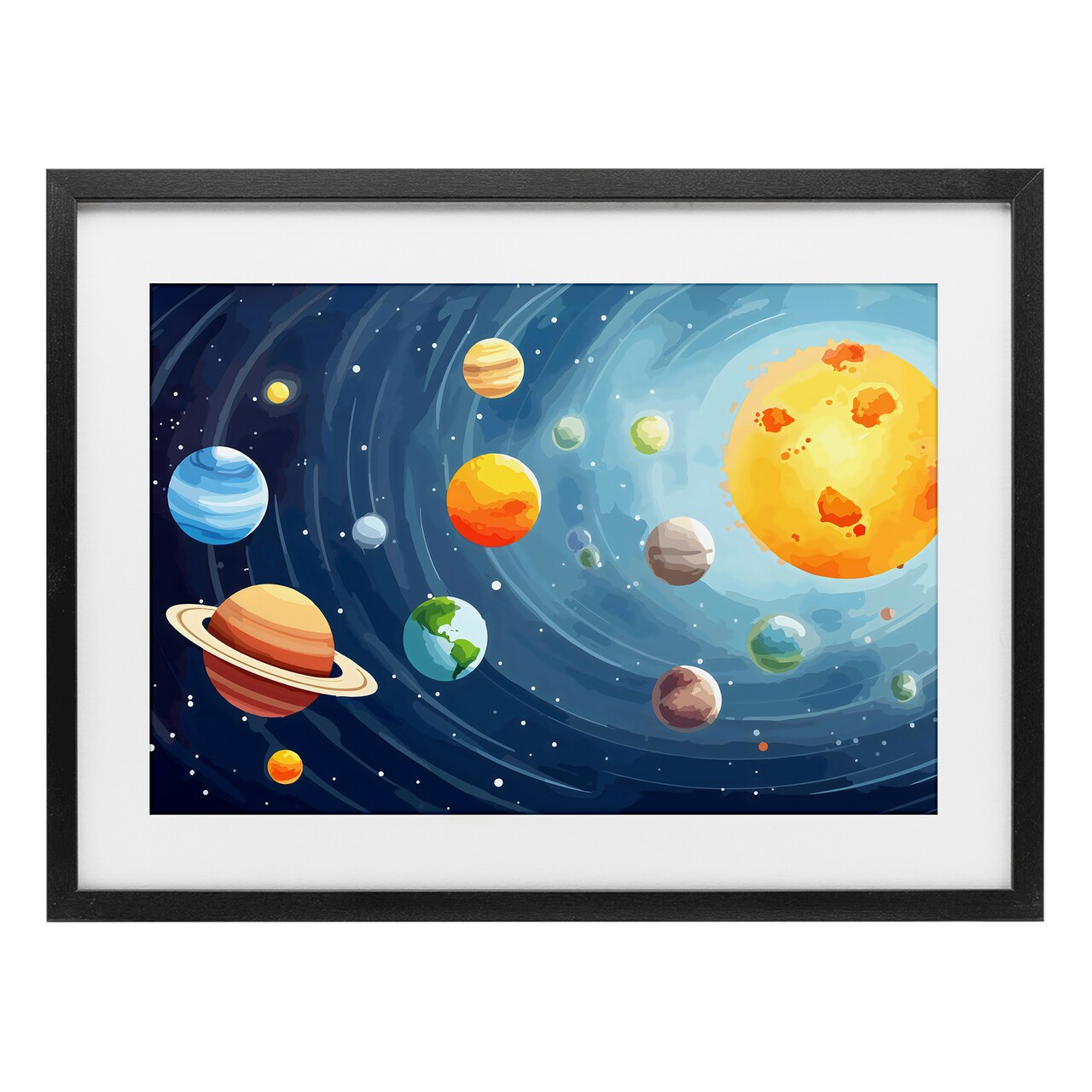 Stupell Industries Solar System Planets Orbit Framed Print Under Glass, design by Creative Studio
